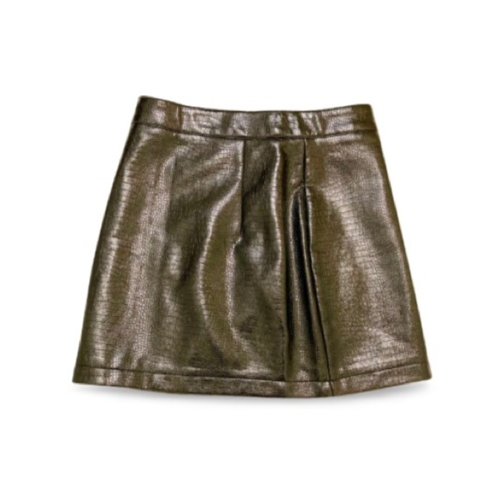 Topshop Croc Effect Faux Leather Zip Mini Skirt - Size 8 - Picture 4 of 12